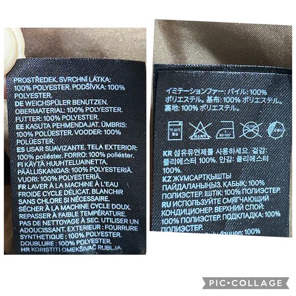 H&M Teddy Faux Fur Fuzzy Jacket L Tan Brown Flap Pockets Lined Cozy Chic Whimsy - Picture 7 of 8